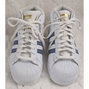 Adidas Superstar White Blue Shell Toe Sneakers Womens 6.5 CQ0624